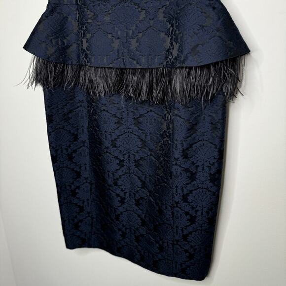 NWT MICHAEL KORS COLLECTION Navy Blue Lace Pattern Knee-Length Dress - Picture 5 of 12